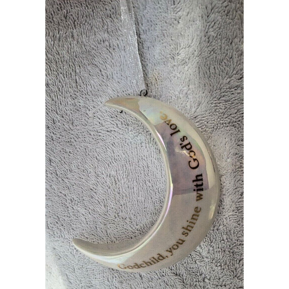 Hallmark Keepsake 2017 Godchild Moon Porcelain Ornament Gold Shimmer Gift - Picture 4 of 6